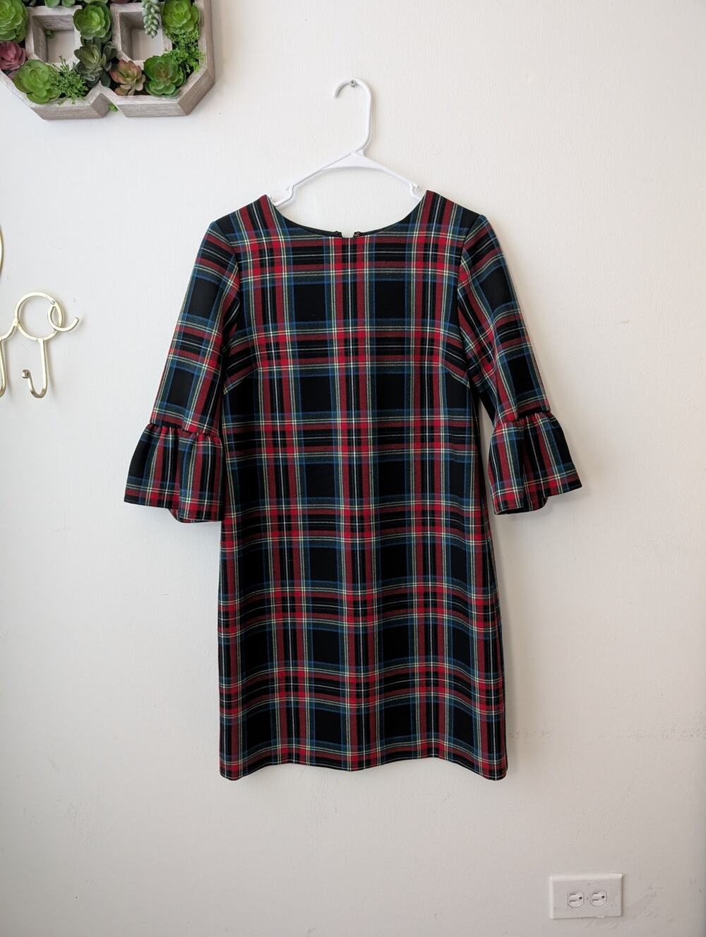 Vineyard Vines Jolly Plaid Greenwich Flutter Sleeve Shift Dress